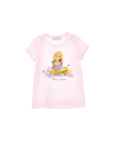 Monnalisa Rapunzel Jersey T-shirt In Rosa Fairy Tale