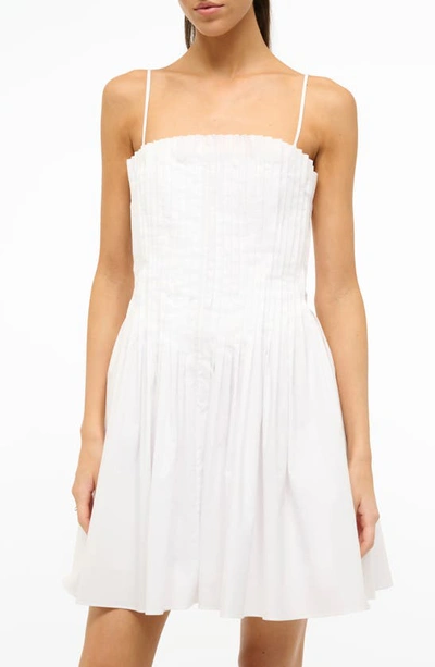 Shop Staud Bella Pleated Dress In White