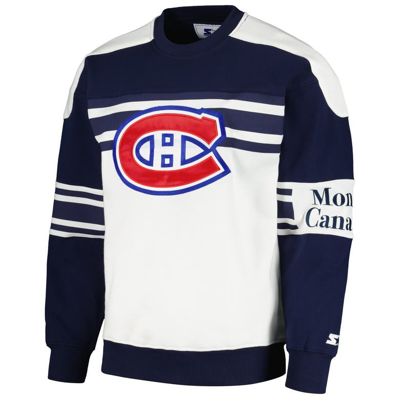 Shop Starter White Montreal Canadiens Defense Fleece Crewneck Pullover Sweatshirt