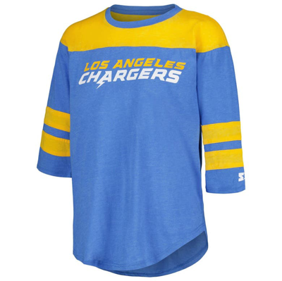 Shop Starter Powder Blue Los Angeles Chargers Fullback Tri-blend 3/4-sleeve T-shirt