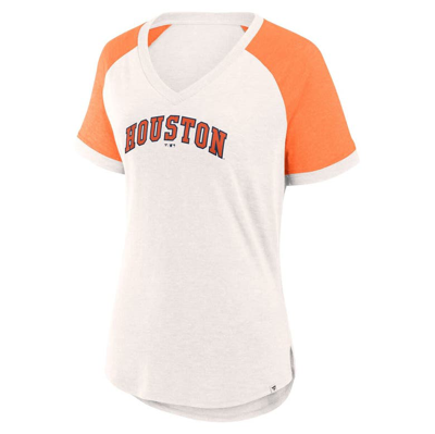 Shop Fanatics Branded White/orange Houston Astros For The Team Slub Raglan V-neck Jersey T-shirt
