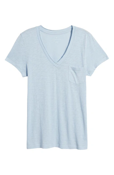 Shop Caslon V-neck Short Sleeve Pocket T-shirt In Blue Skyway