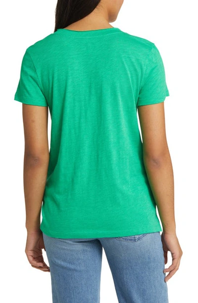 Shop Caslon V-neck Short Sleeve Pocket T-shirt In Green Bright