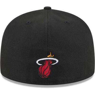Shop New Era Black Miami Heat Game Day Hollow Logo Mashup 59fifty Fitted Hat