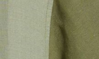 Shop Rvca Vacancy Colorblock Short Sleeve Linen Blend Button-up Shirt In Surplus