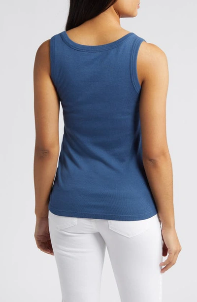 Caslon V-neck Organic Cotton Blend Tank Top In Blue Ensign