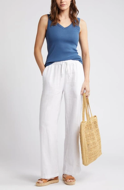 Caslon V-neck Organic Cotton Blend Tank Top In Blue Ensign