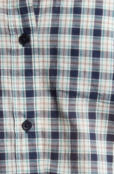 Shop Treasure & Bond Casual Button-up Shirt In Navy- Brown Chris Plaid