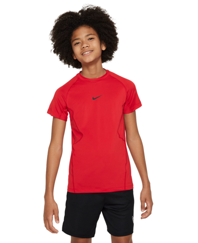 Shop Nike Big Boys Pro Dri-fit Stretch Performance T-shirt In Unvred,bla