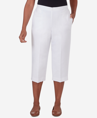 Shop Alfred Dunner Women's Charleston Textured Pocketed Zig Zag Capri Pants In White