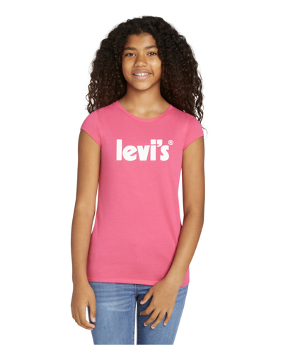 Shop Levi's Big Girls Basic Logo T-shirt In Raspberry Sorbet