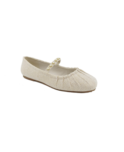 Shop Kenneth Cole Reaction Women's Eimar Imitation Pearl Square Toe Ballet Flats In Soft Gold