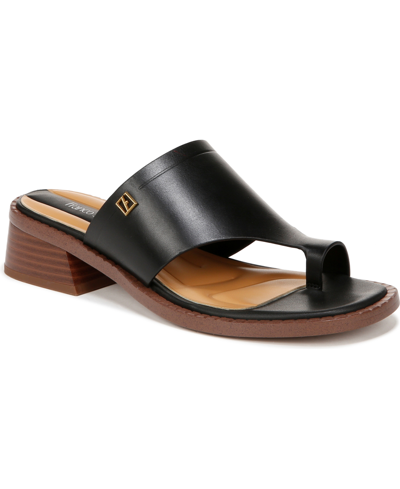 Shop Franco Sarto Women's Sia Toe Loop Block Heel Slide Dress Sandals In Black Leather