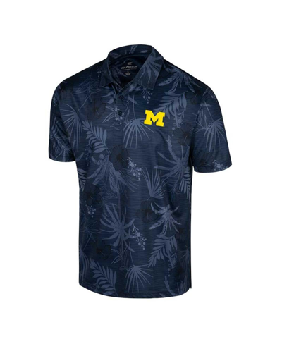 Shop Colosseum Men's  Navy Michigan Wolverines Big And Tall Palms Polo Shirt