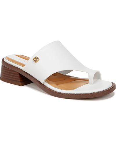 Shop Franco Sarto Women's Sia Toe Loop Block Heel Slide Dress Sandals In White Leather