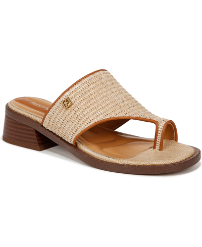 Shop Franco Sarto Women's Sia Toe Loop Block Heel Slide Dress Sandals In Natural Beige Raffia