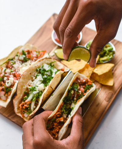 Dexas Acacia 12" X 10" Taco Board Set In Acacia,stainless Steel
