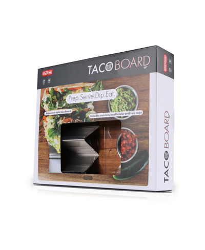 Dexas Acacia 12" X 10" Taco Board Set In Acacia,stainless Steel