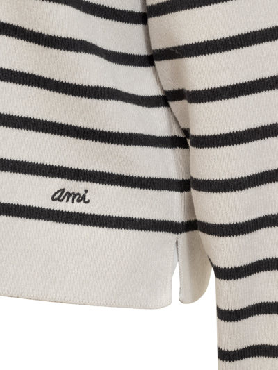 Shop Ami Alexandre Mattiussi Sweater With Logo In Bianco