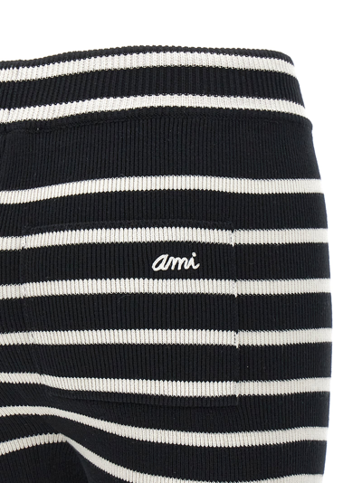 Shop Ami Alexandre Mattiussi Striped Knitted Shorts In Nero