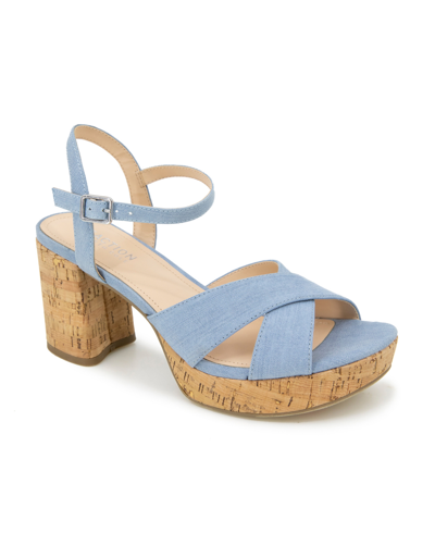 Shop Kenneth Cole Reaction Women's Reeva Platform Heeled Dress Sandals In Denim