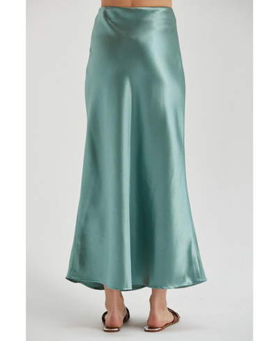 Shop Crescent Women's Davina Bias Satin Skirt In Turquoise,aqua + Teal