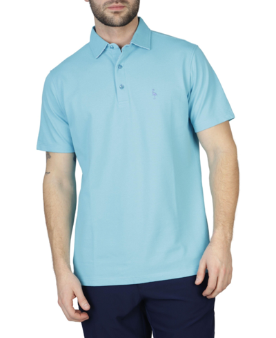 Shop Tailorbyrd Pique Polo Shirt With Multi Gingham Trim In Aqua