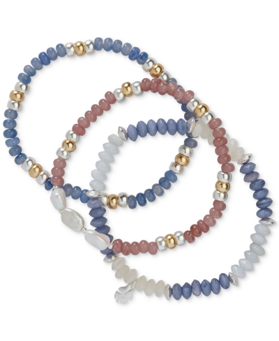 Shop Lucky Brand Two-tone 3-pc. Beaded Bracelet Set In Two Tone