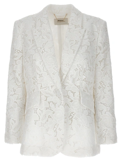 Shop Zimmermann Natura Lace Blazer And Suits In White