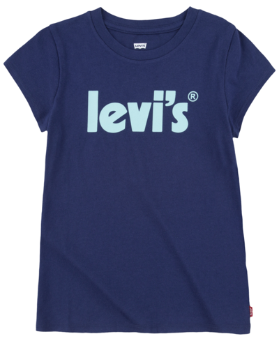 Shop Levi's Little Girls Basic Logo T-shirt In Medieval Blue