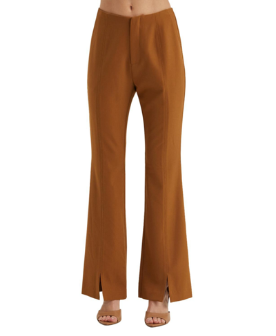 Shop Crescent Women's Noelle Front Slit Flare Pants In Brown