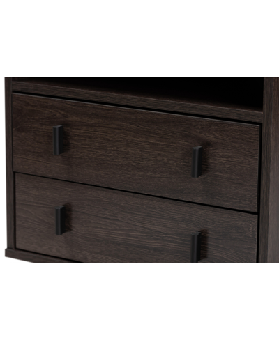Shop Baxton Studio Glover Modern And Contemporary 21.7" Finished Wood And Finished Metal 2-drawer Nightstand In Dark Brown,rose Gold