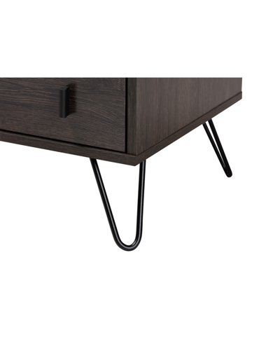 Baxton Studio Glover Modern And Contemporary 21.7" Finished Wood And Finished Metal 2-drawer Nightstand In Dark Brown,rose Gold
