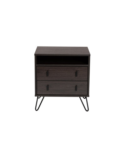Baxton Studio Glover Modern And Contemporary 21.7" Finished Wood And Finished Metal 2-drawer Nightstand In Dark Brown,rose Gold