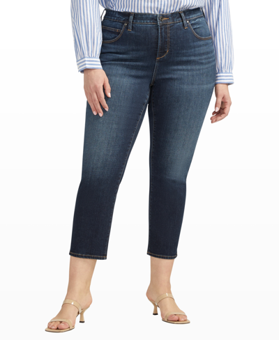Shop Jag Plus Size Ruby Mid Rise Straight Cropped Jeans In Canyon Blue