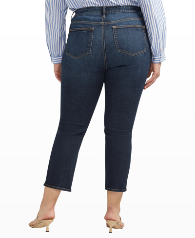 Shop Jag Plus Size Ruby Mid Rise Straight Cropped Jeans In Canyon Blue