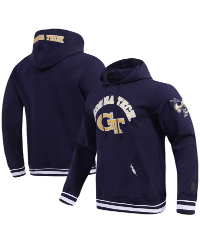 Shop Pro Standard Men's  Navy Georgia Tech Yellow Jackets Classic Stacked Logo Pullover Hoodie