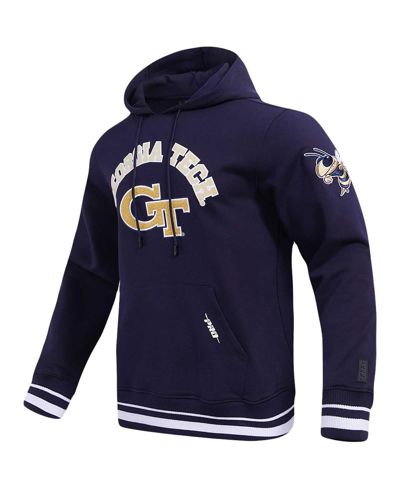 Shop Pro Standard Men's  Navy Georgia Tech Yellow Jackets Classic Stacked Logo Pullover Hoodie