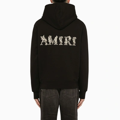 Shop Amiri Black Logoed Hoodie