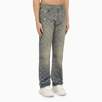 Shop Amiri Regular Jeans With Denim Bandana Motif