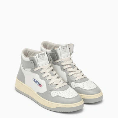 Autry Leather Mid-top Sneakers Contrast Sole In Gray