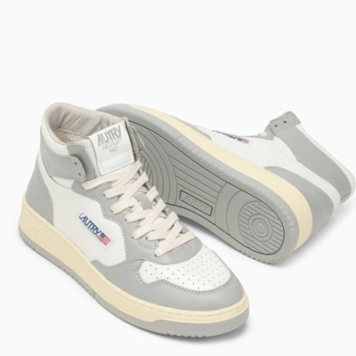 Autry Leather Mid-top Sneakers Contrast Sole In Gray