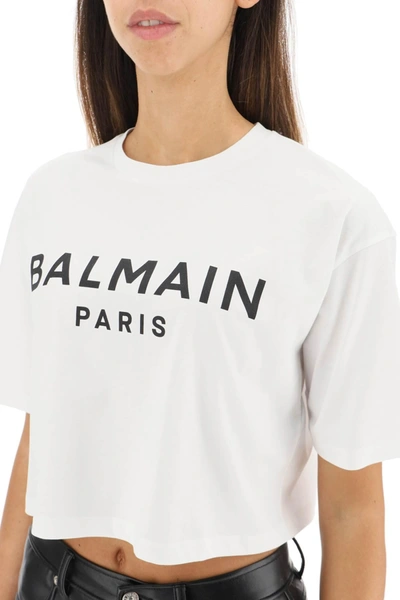 Shop Balmain Logo Print Boxy T Shirt