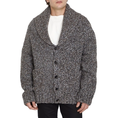 Bottega Veneta Mens Riverbed Dark Grey Chunky-knit Relaxed-fit Alpaca Wool-blend Cardigan