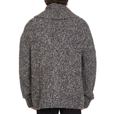 Bottega Veneta Mens Riverbed Dark Grey Chunky-knit Relaxed-fit Alpaca Wool-blend Cardigan