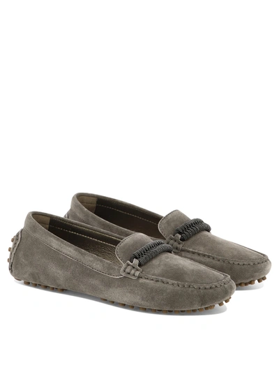 Brunello Cucinelli Buckle Loafers With Studded Sole And Suede Upper