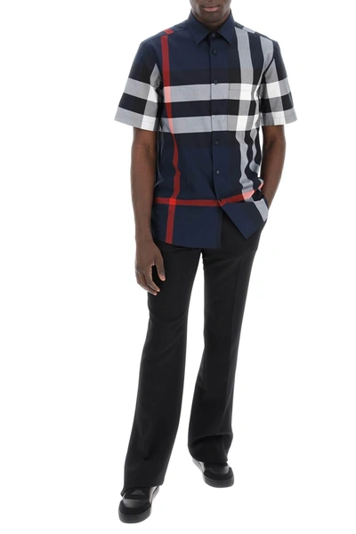 Burberry Short-sleeve Check Stretch Cotton Poplin Shirt