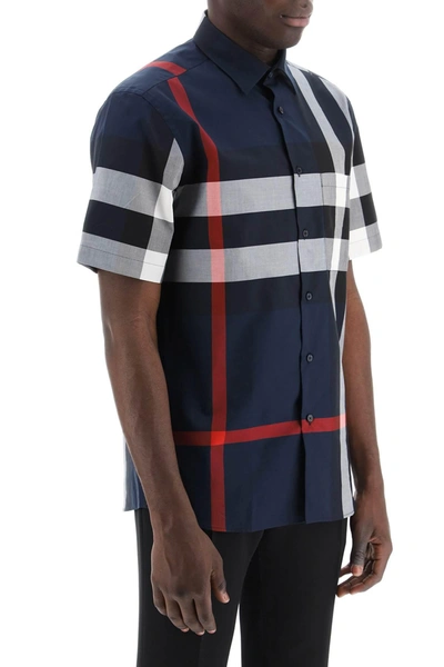 Burberry Short-sleeve Check Stretch Cotton Poplin Shirt