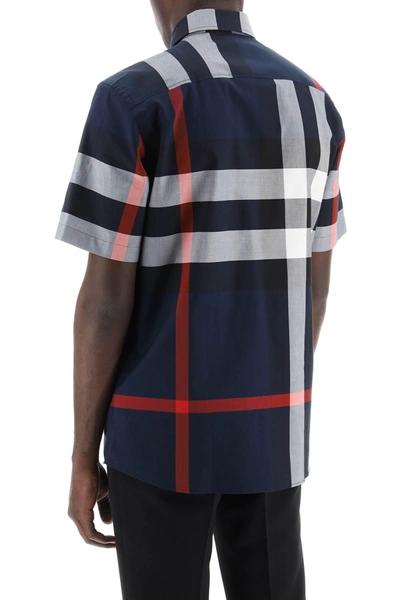 Burberry Short-sleeve Check Stretch Cotton Poplin Shirt