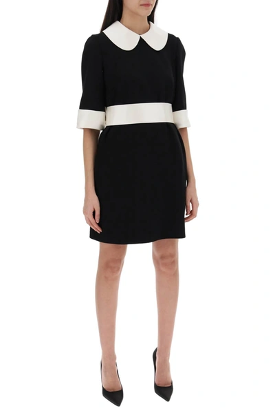 Dolce & Gabbana Peter Pan-collar Short-sleeve Belted Crepe Mini Dress